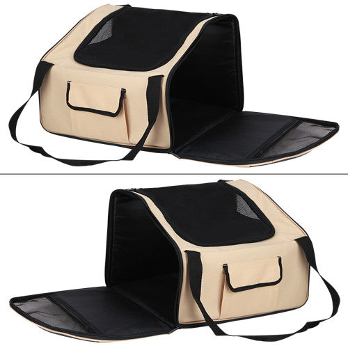 Pet Dog Cat Car Seat Carrier Travel Bag Large Beige