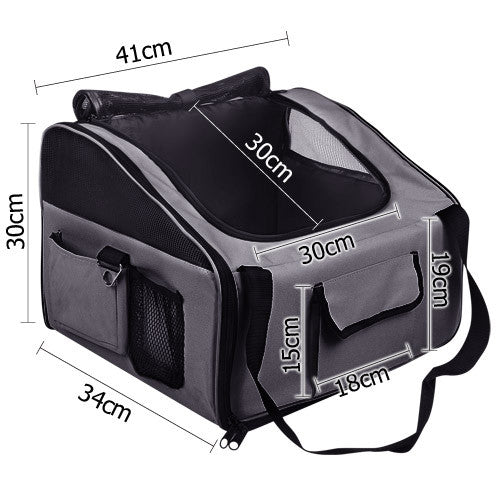 Pet Dog Cat Car Seat Carrier Travel Bag Large Grey