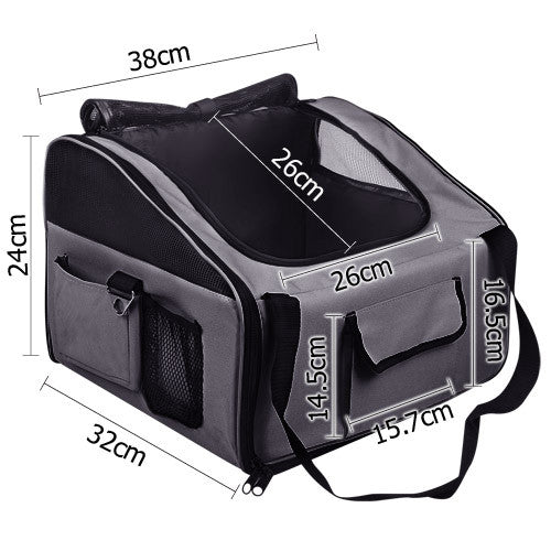 Pet Dog Cat Car Seat Carrier Travel Bag Small Grey