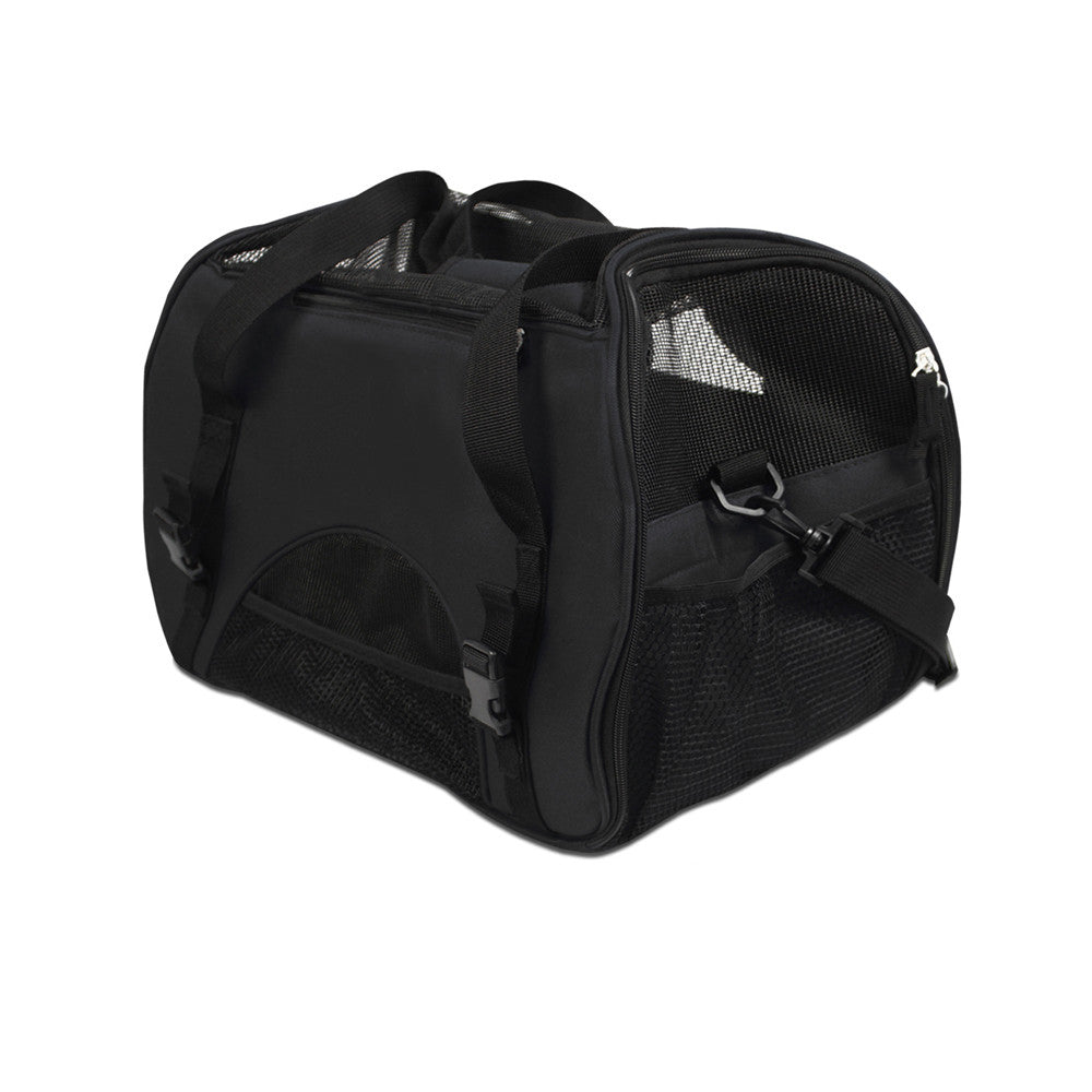 Portable Pet Carrier with Safety Leash - Black