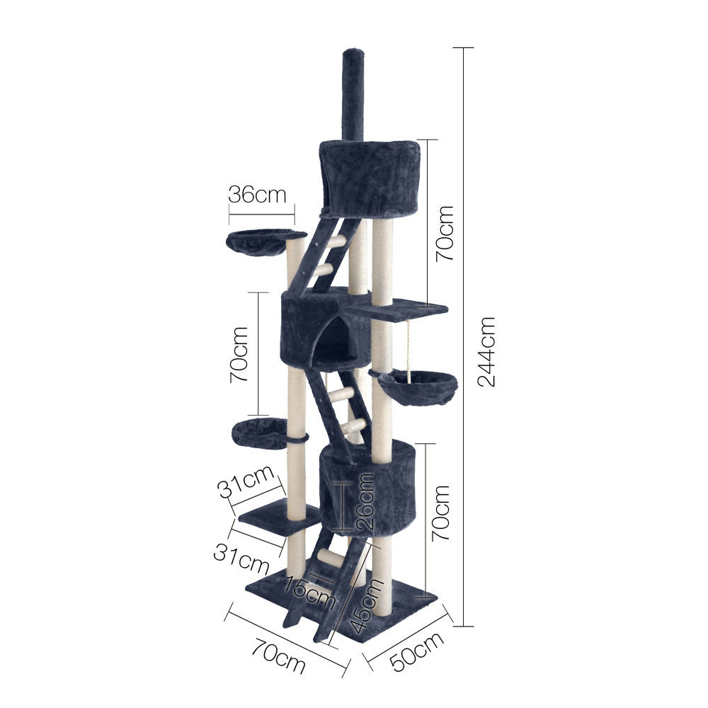 Cat Scratching Poles Post Furniture Tree 244cm Dark Grey