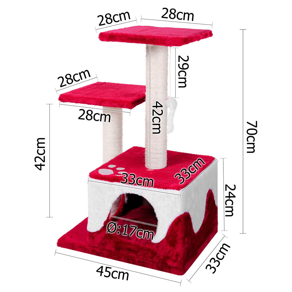 Cat Scratching Poles Post Furniture Tree House Red