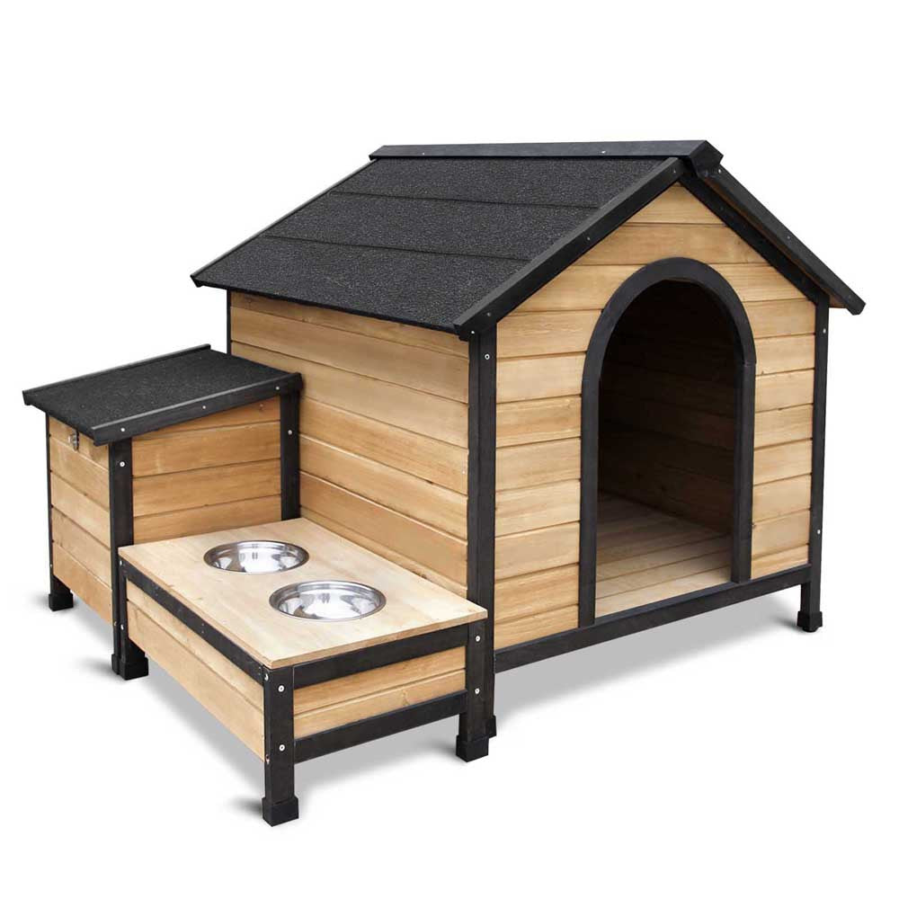 Timber Dog Kennel w/ Food Bowls