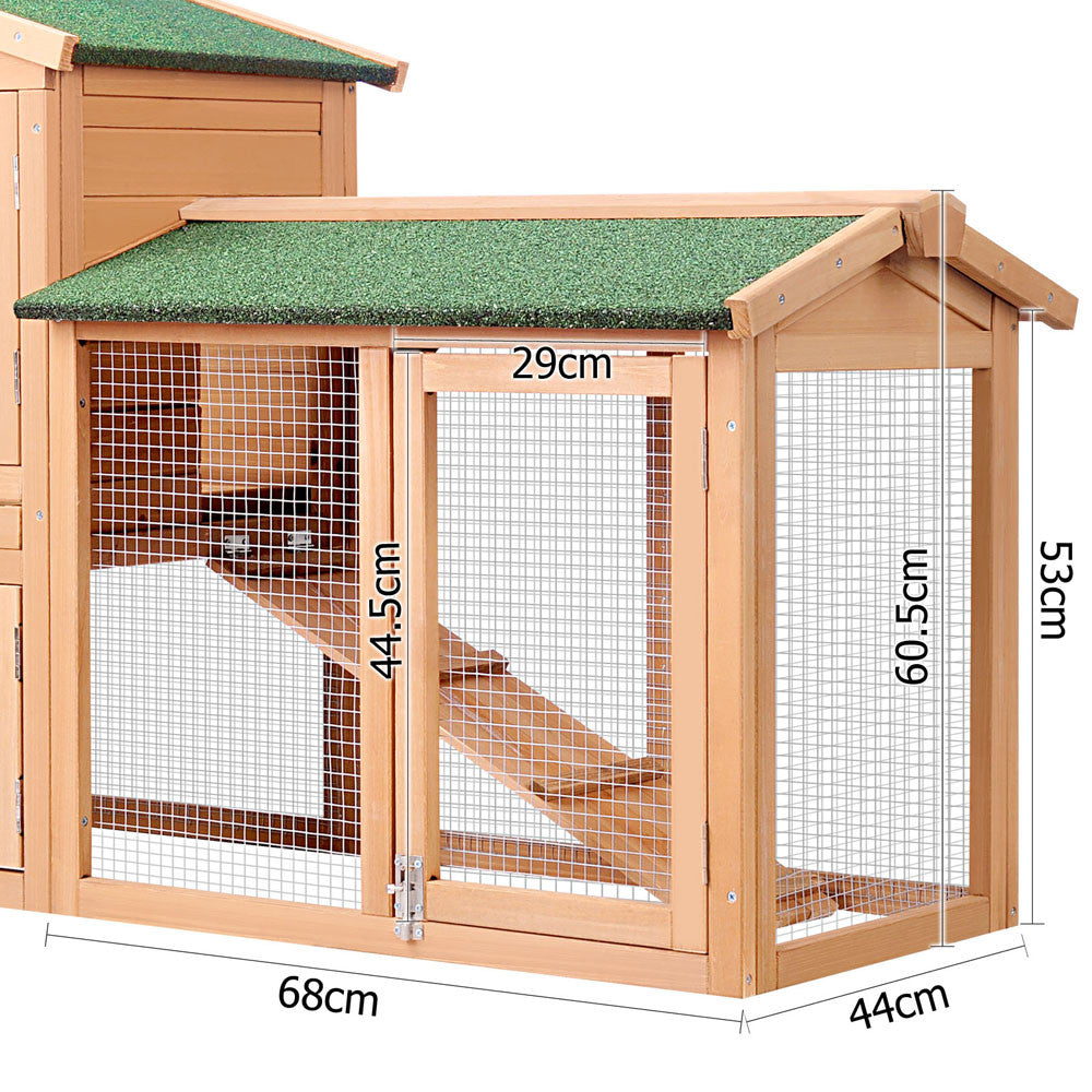 Rabbit Hutch Chicken Coop Cage Guinea Pig Ferret House w/ 2 Storeys Run