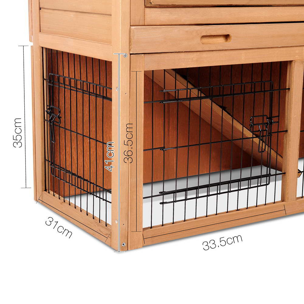 Rabbit Hutch Chicken Coop Cage Guinea Pig Ferret House w/ 2 Storeys Run