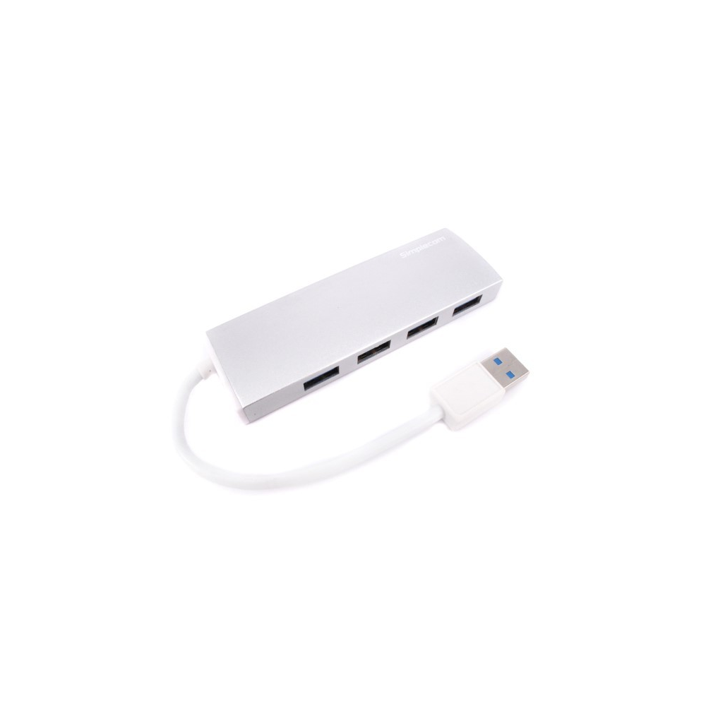 Simplecom CH309 Ultra Slim Aluminium USB 3.0 External 4 Port Hub for PC Mac Laptop Silver