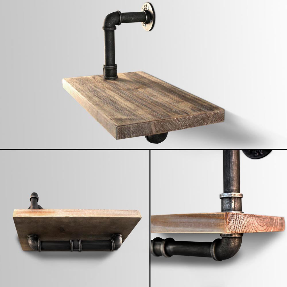 Rustic Industrial DIY Floating Pipe Shelf