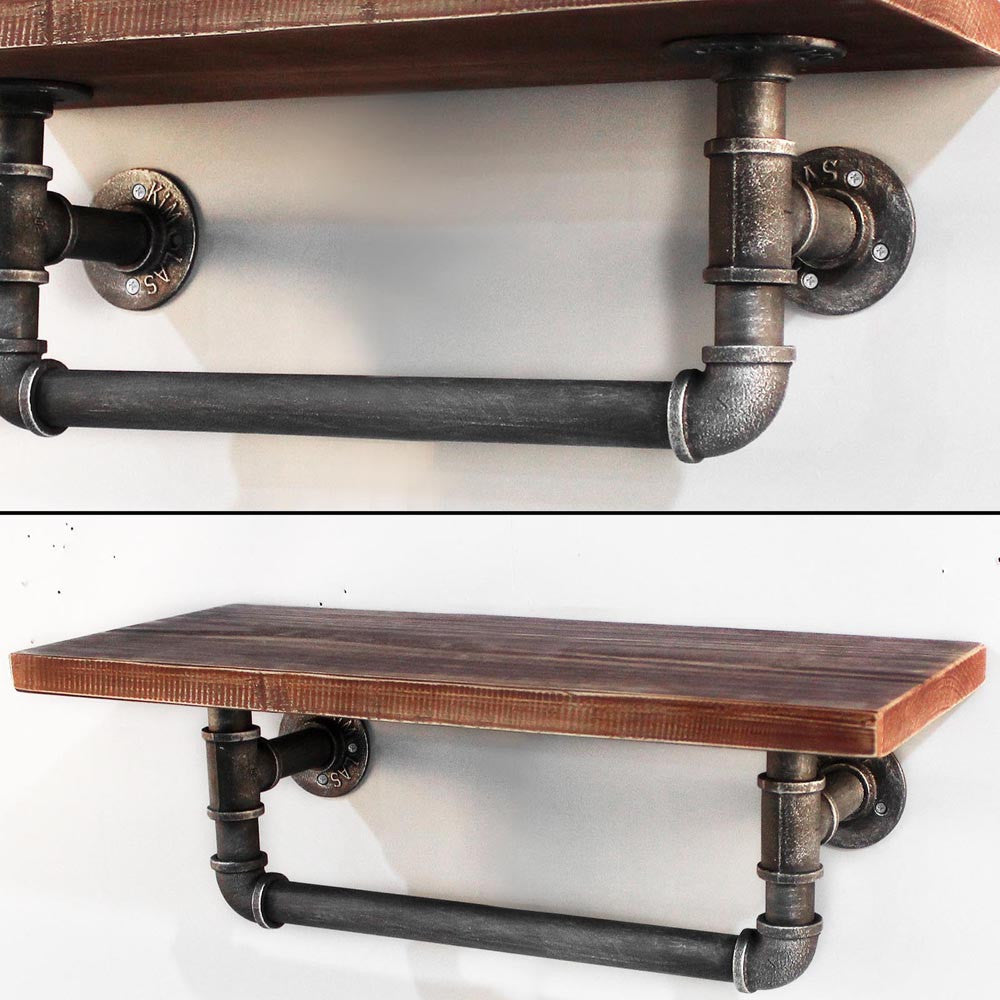 Rustic Industrial DIY Floating Pipe Shelf