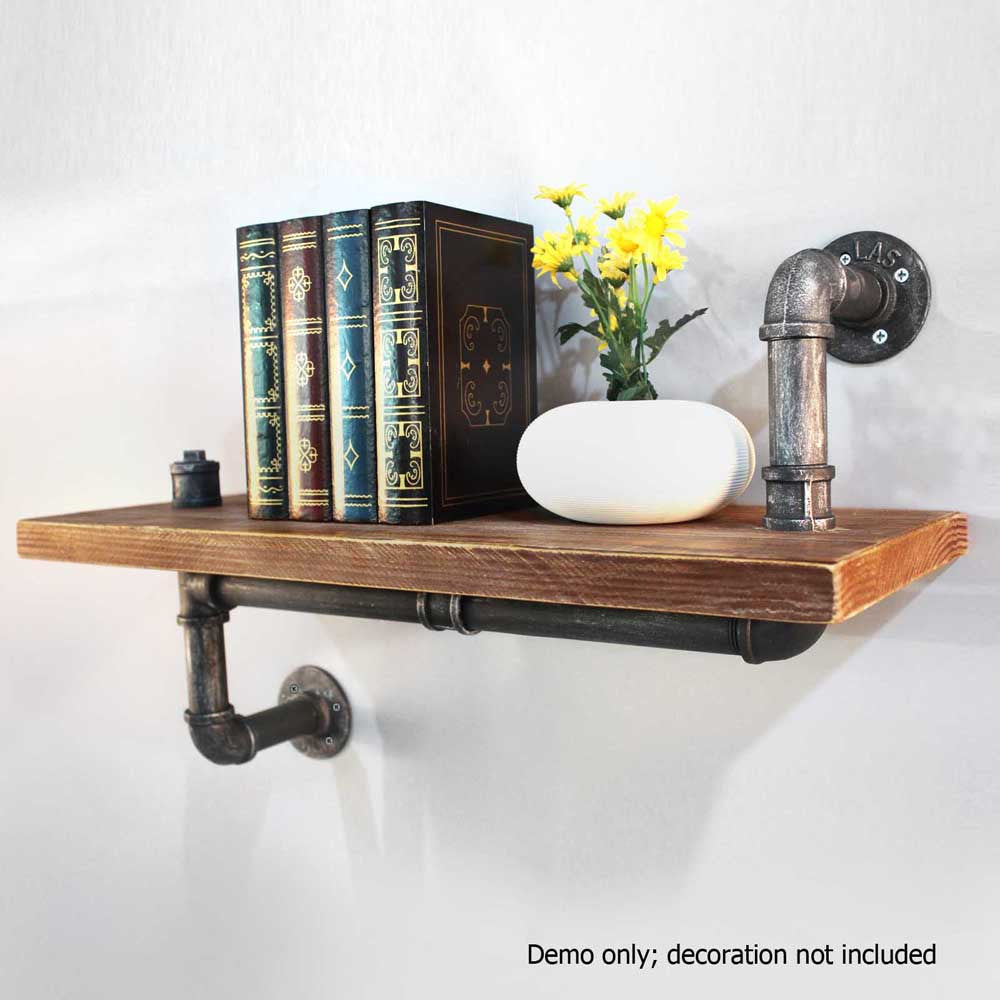 Rustic Industrial DIY Floating Pipe Shelf