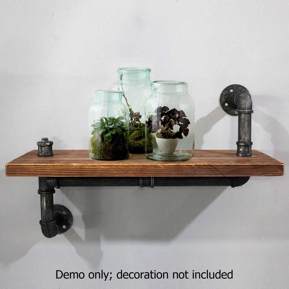 Rustic Industrial DIY Floating Pipe Shelf