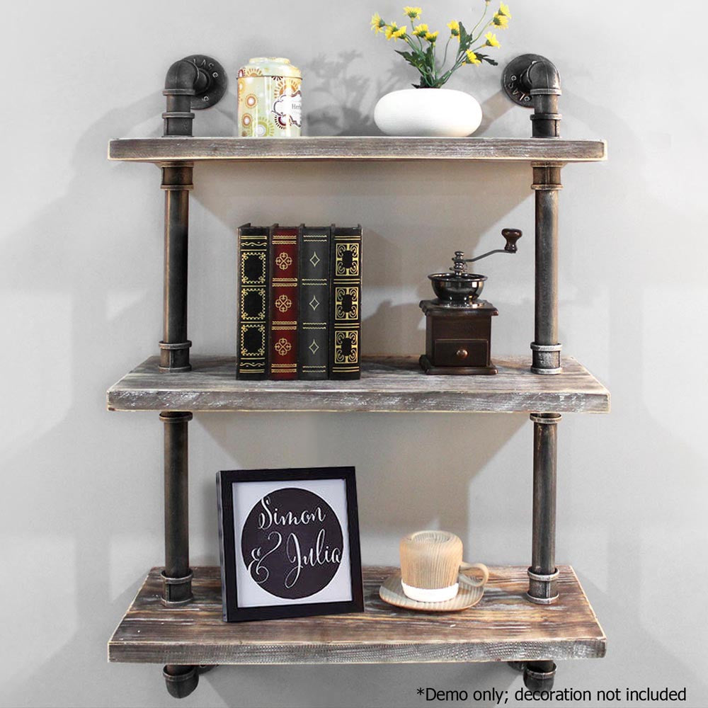 Rustic Industrial DIY Floating Pipe Shelf