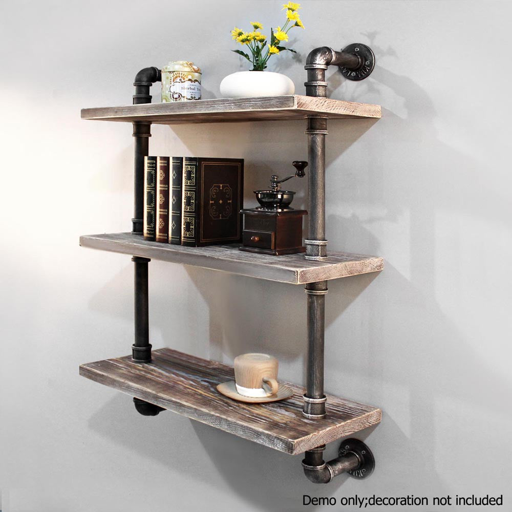 Rustic Industrial DIY Floating Pipe Shelf