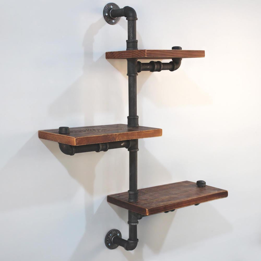 Rustic Industrial DIY Floating Pipe Shelf