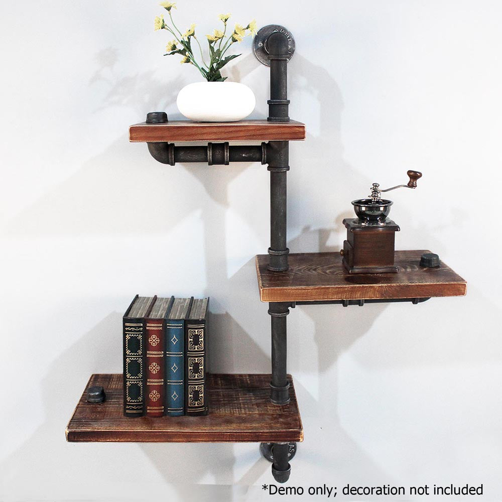 Rustic Industrial DIY Floating Pipe Shelf