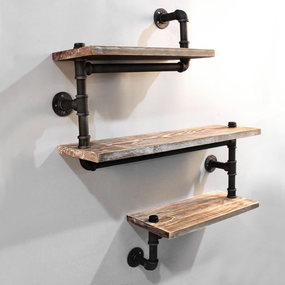 Rustic Industrial DIY Floating Pipe Shelf