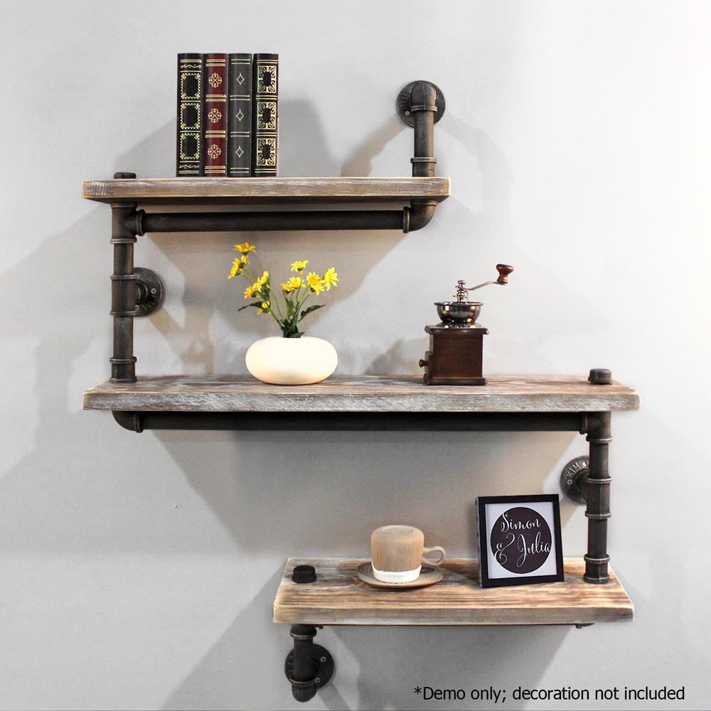 Rustic Industrial DIY Floating Pipe Shelf