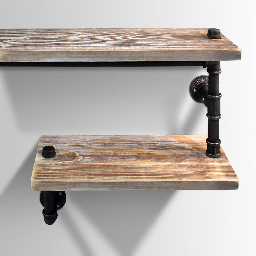 Rustic Industrial DIY Floating Pipe Shelf