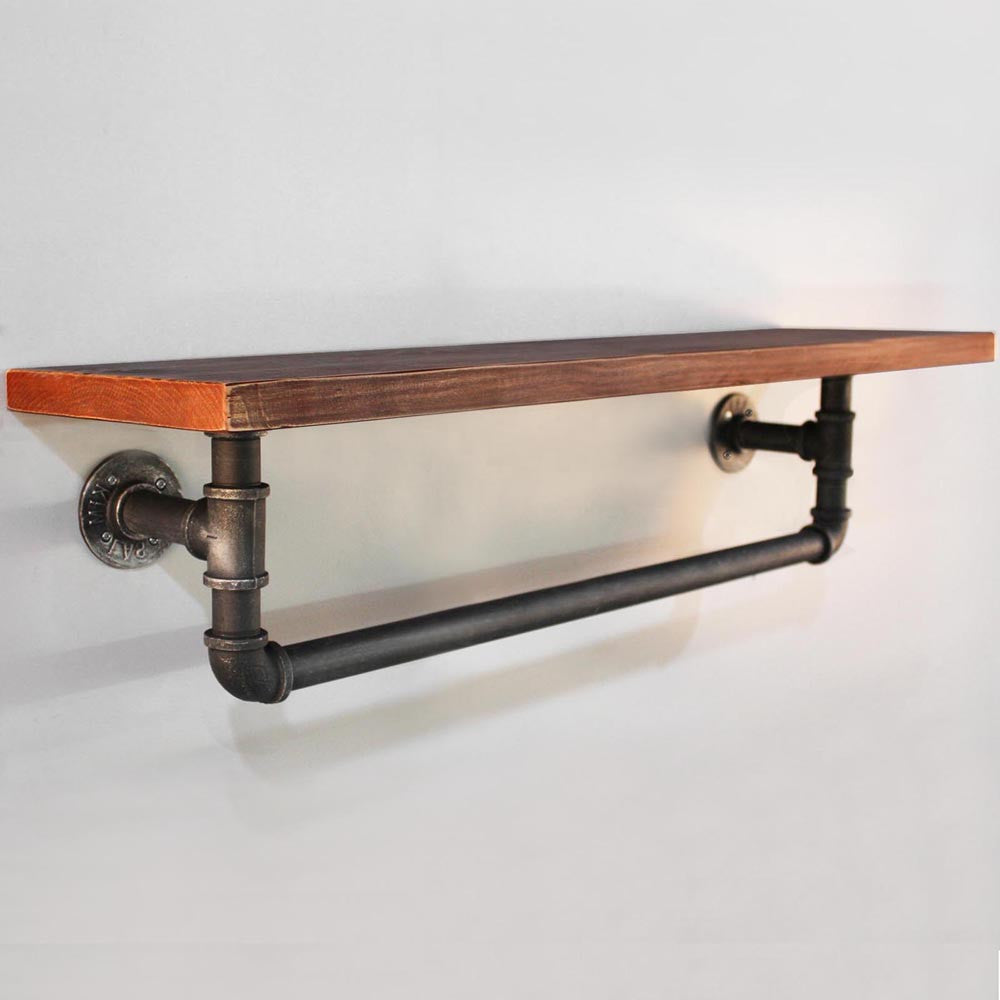 Rustic Industrial DIY Floating Pipe Shelf