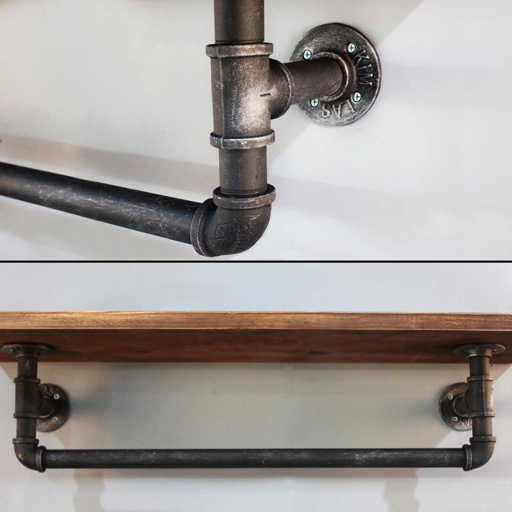 Rustic Industrial DIY Floating Pipe Shelf