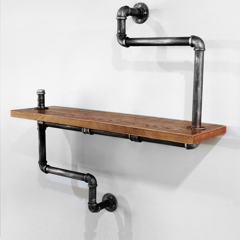 Rustic Industrial DIY Floating Pipe Shelf