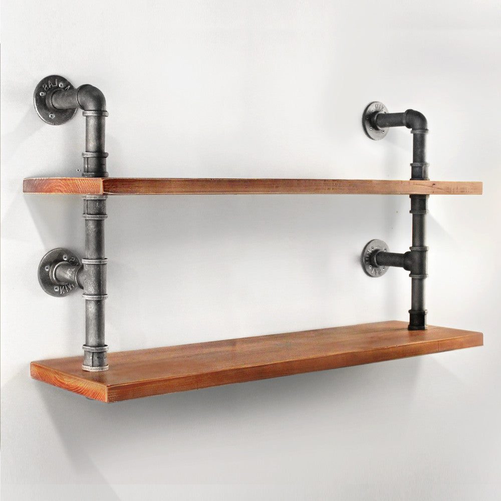 Rustic Industrial DIY Floating Pipe Shelf