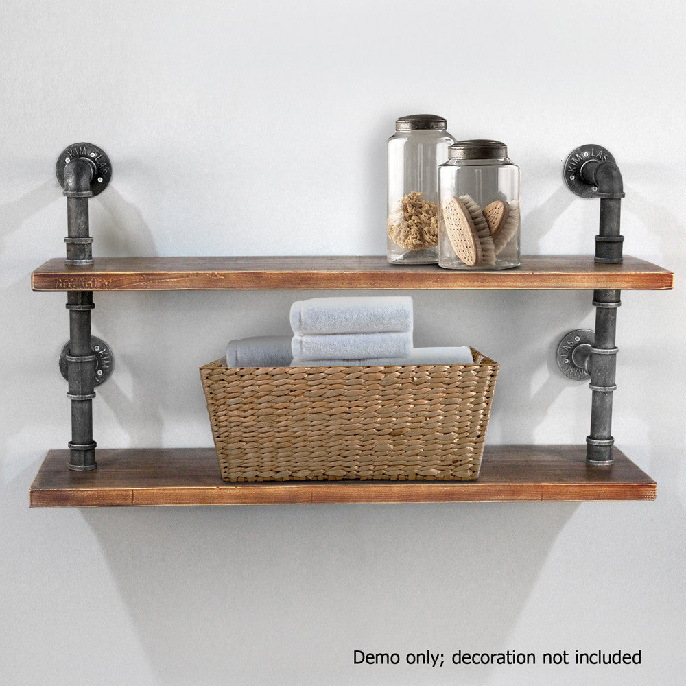 Rustic Industrial DIY Floating Pipe Shelf