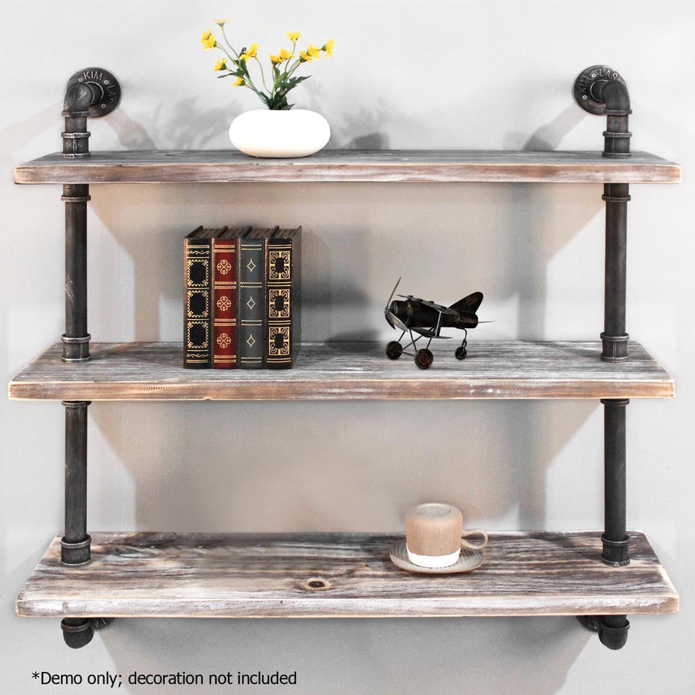 Rustic Industrial DIY Floating Pipe Shelf