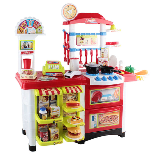 Kitchen Supermarket Pretend Play Set Red White