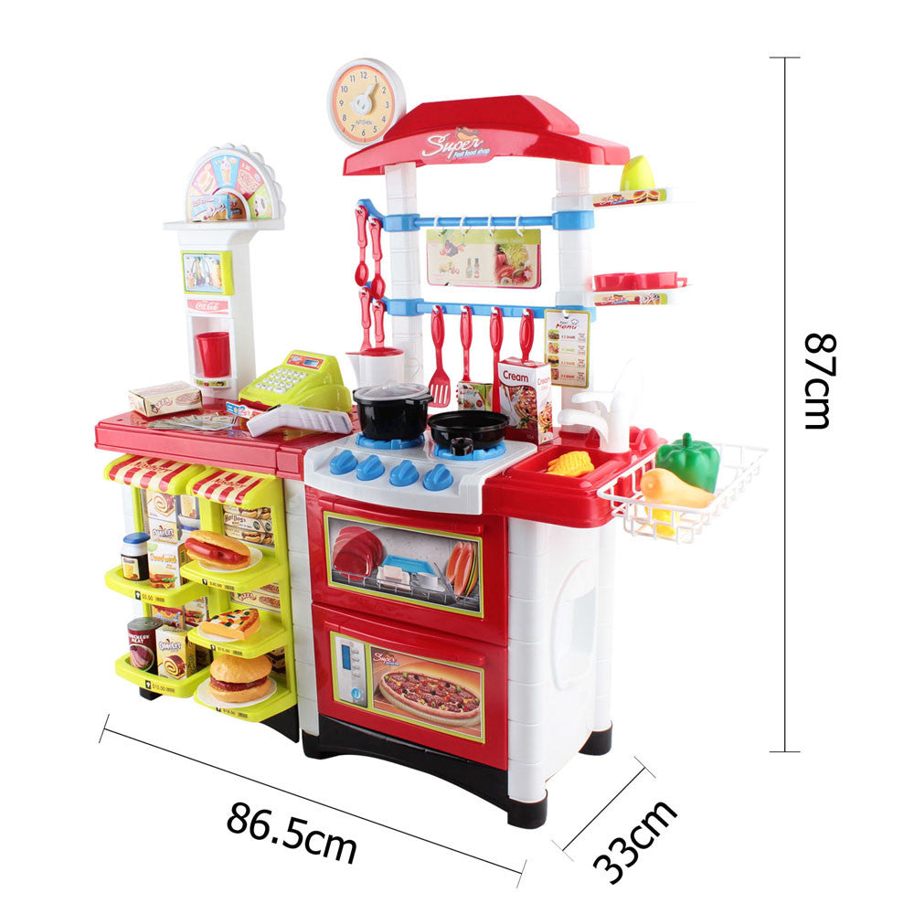 Kitchen Supermarket Pretend Play Set Red White