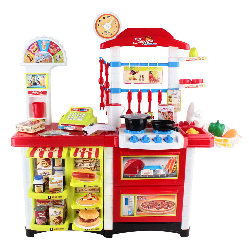 Kitchen Supermarket Pretend Play Set Red White