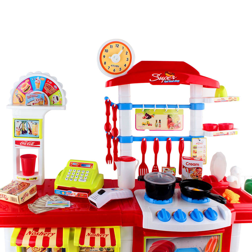 Kitchen Supermarket Pretend Play Set Red White