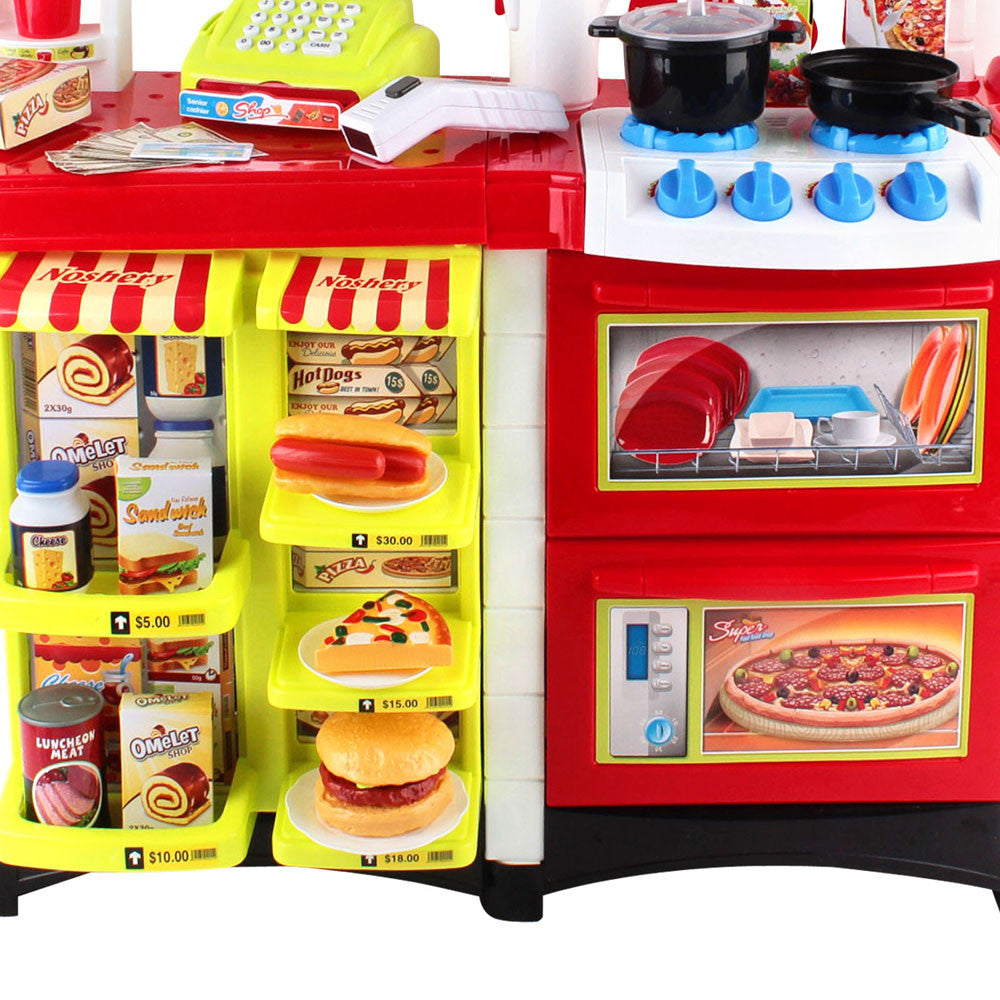 Kitchen Supermarket Pretend Play Set Red White