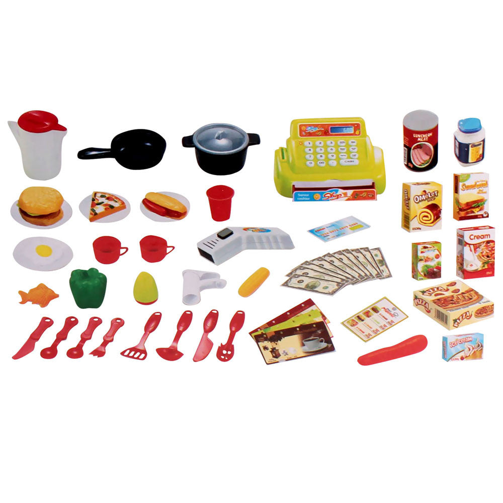 Kitchen Supermarket Pretend Play Set Red White