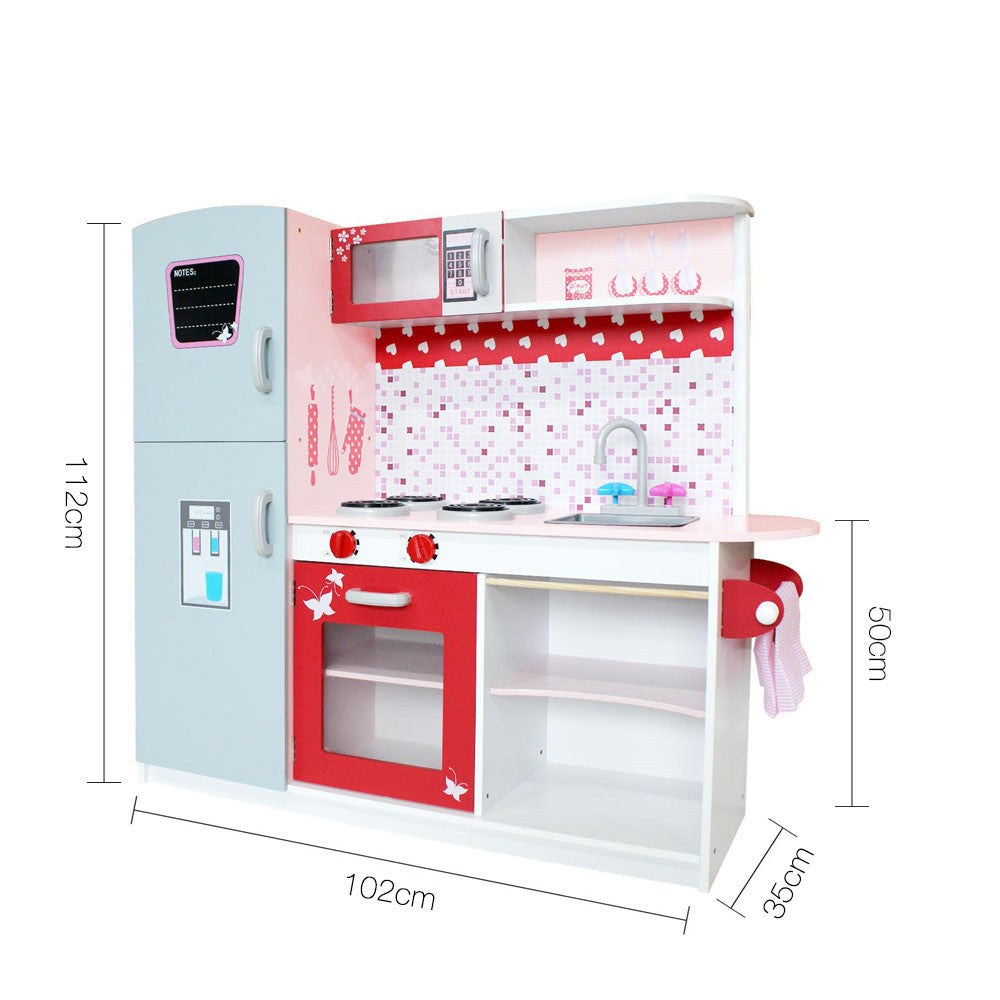 Children Wooden Kitchen Play Set w/ Fridge Pink