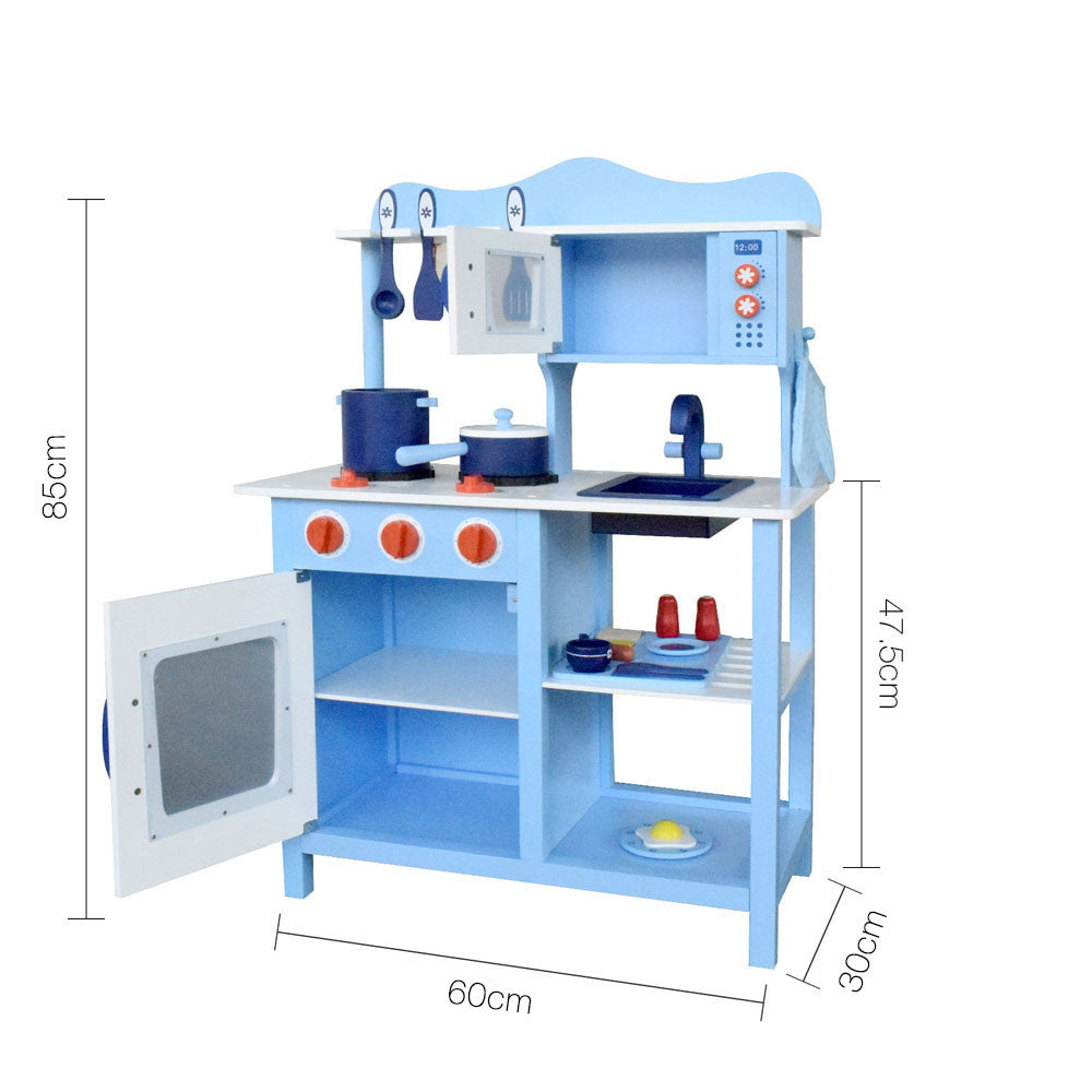 Children Wooden Kitchen Play Set Blue