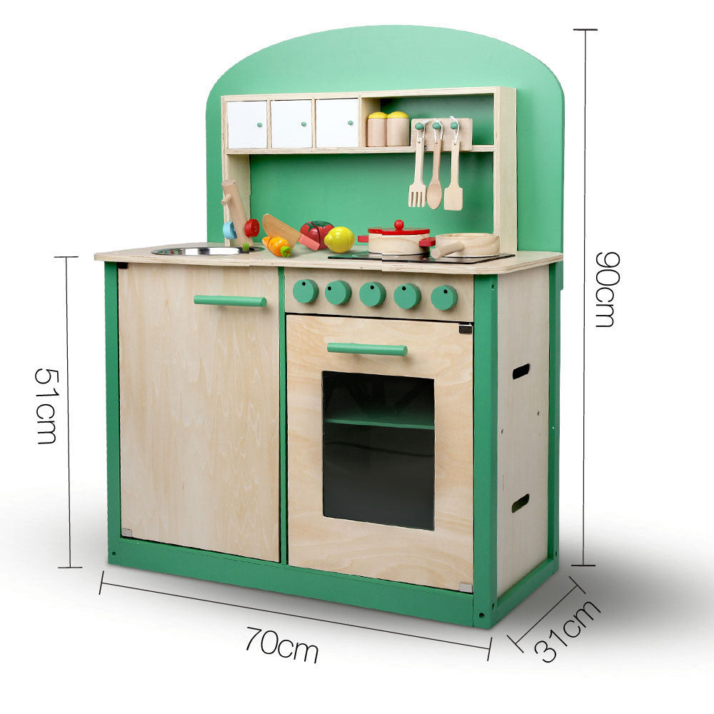 Kids Wooden Play Set Kitchen 8 Piece - Green