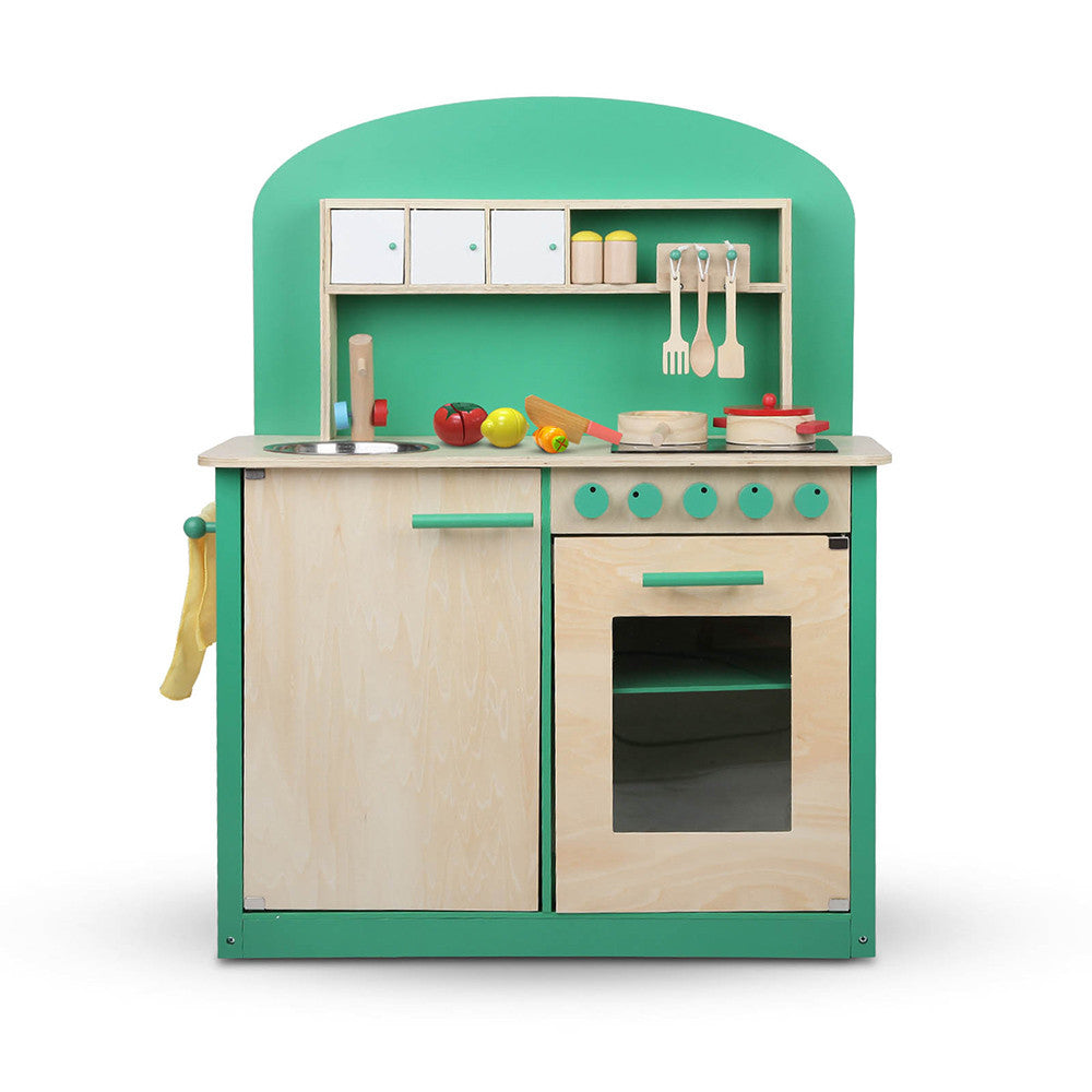 Kids Wooden Play Set Kitchen 8 Piece - Green