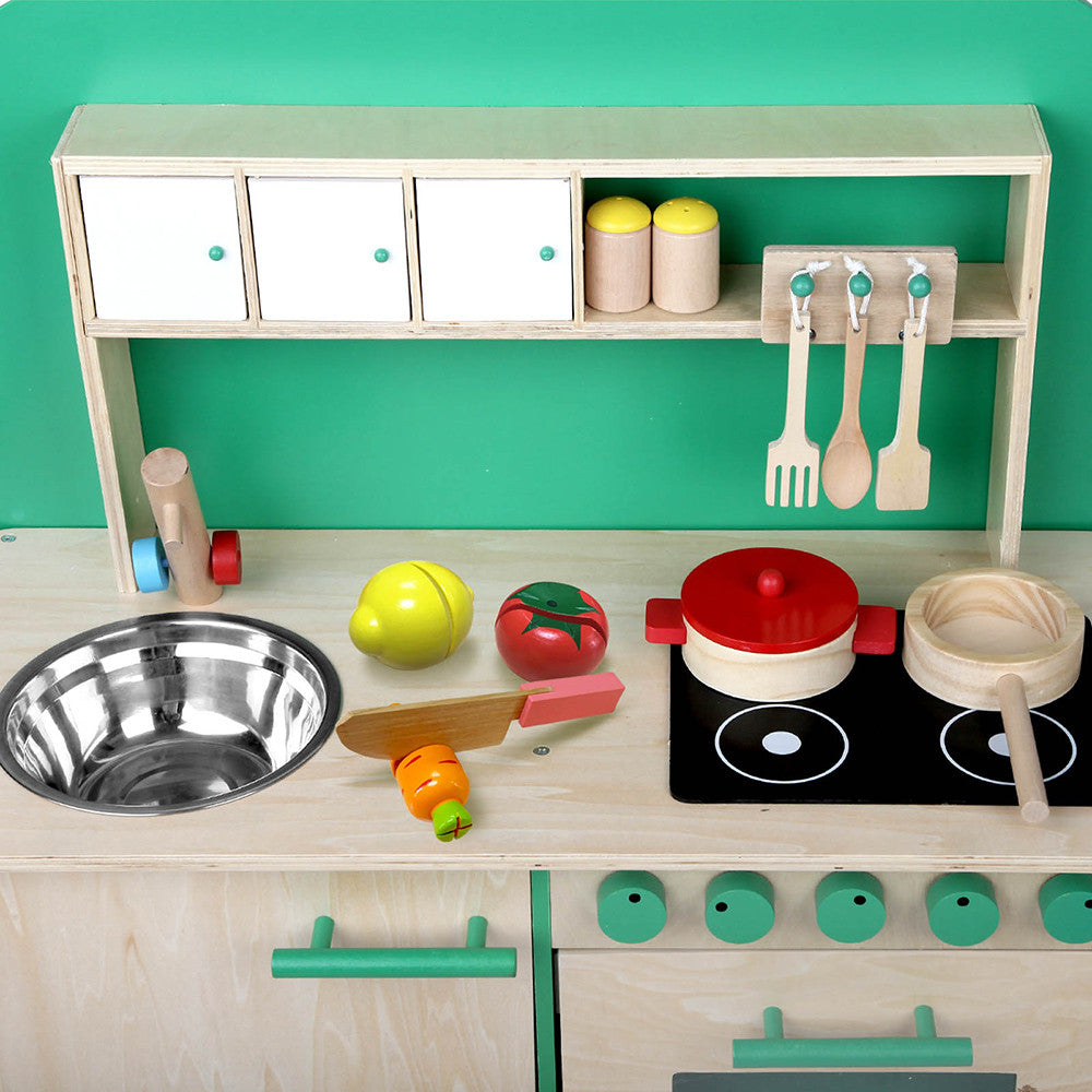 Kids Wooden Play Set Kitchen 8 Piece - Green