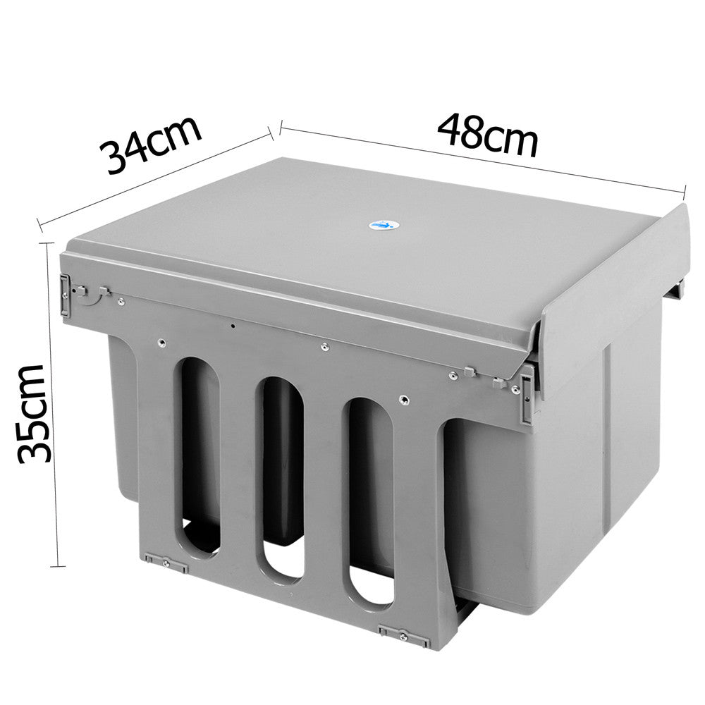 Dual Side Pull Out Rubbish Waste Basket 2 x 15L