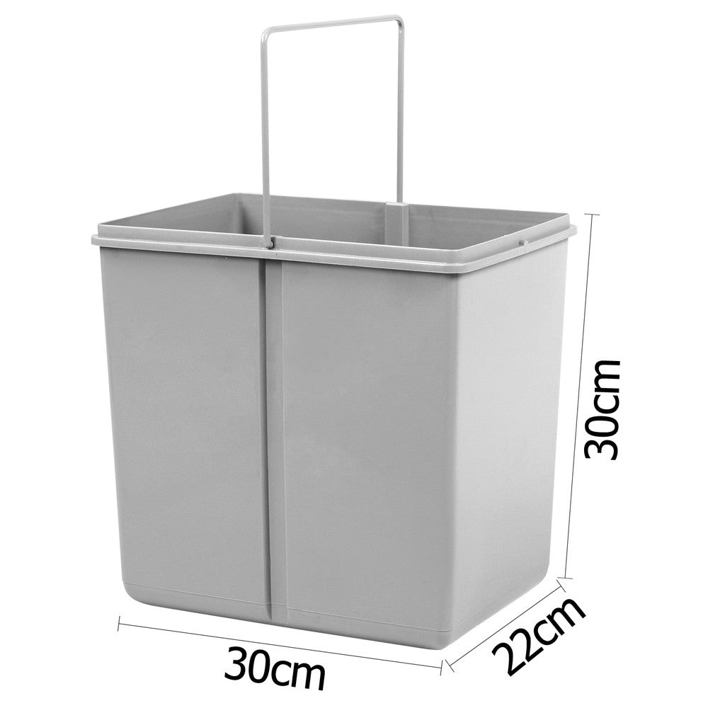 Dual Side Pull Out Rubbish Waste Basket 2 x 15L