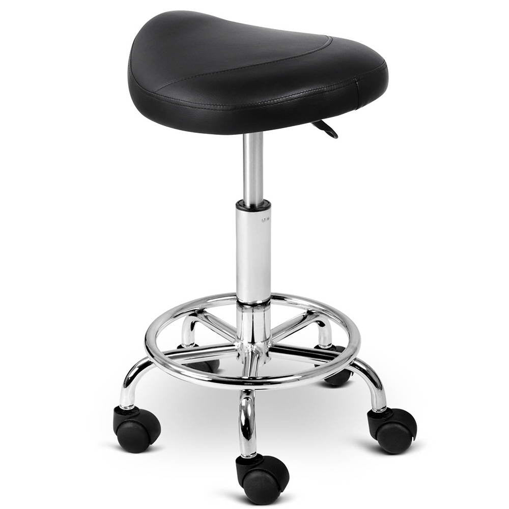 Saddle PU Swivel Salon Stool Black