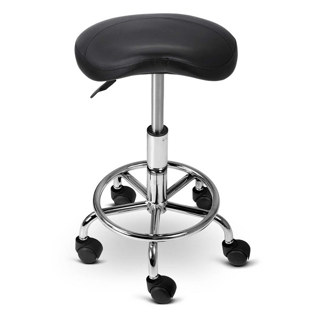 Saddle PU Swivel Salon Stool Black