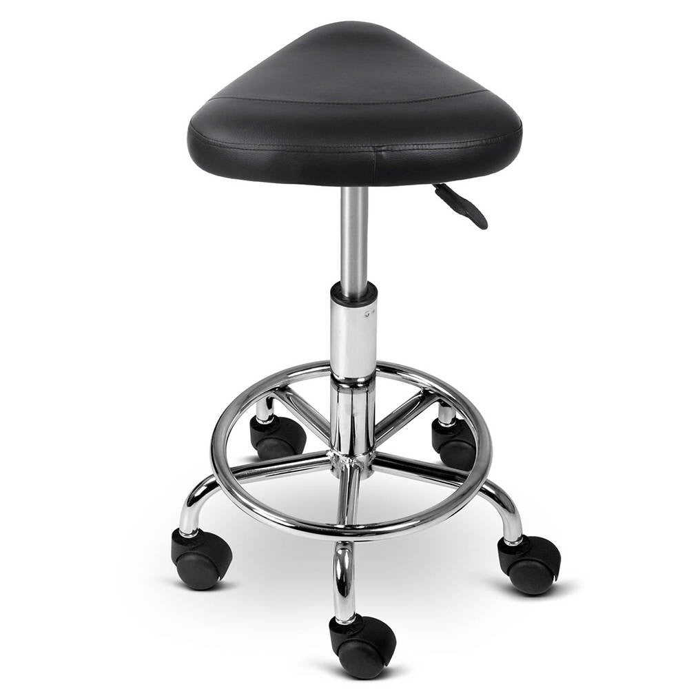 Saddle PU Swivel Salon Stool Black