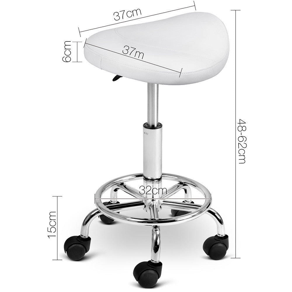 Saddle PU Swivel Salon Stool White