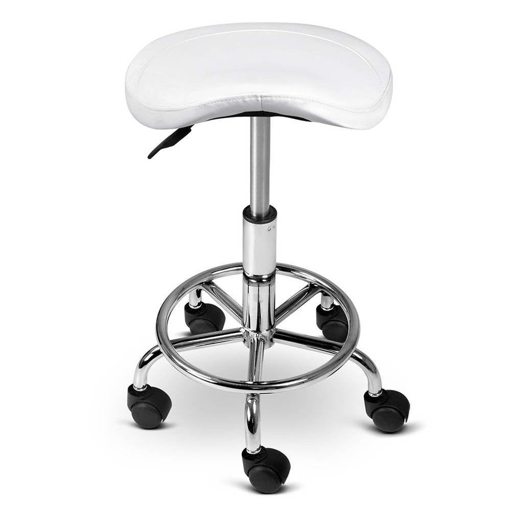 Saddle PU Swivel Salon Stool White