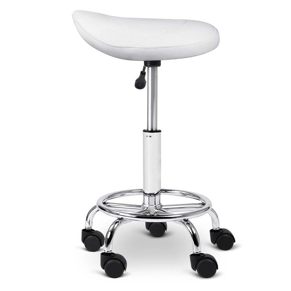 Saddle PU Swivel Salon Stool White