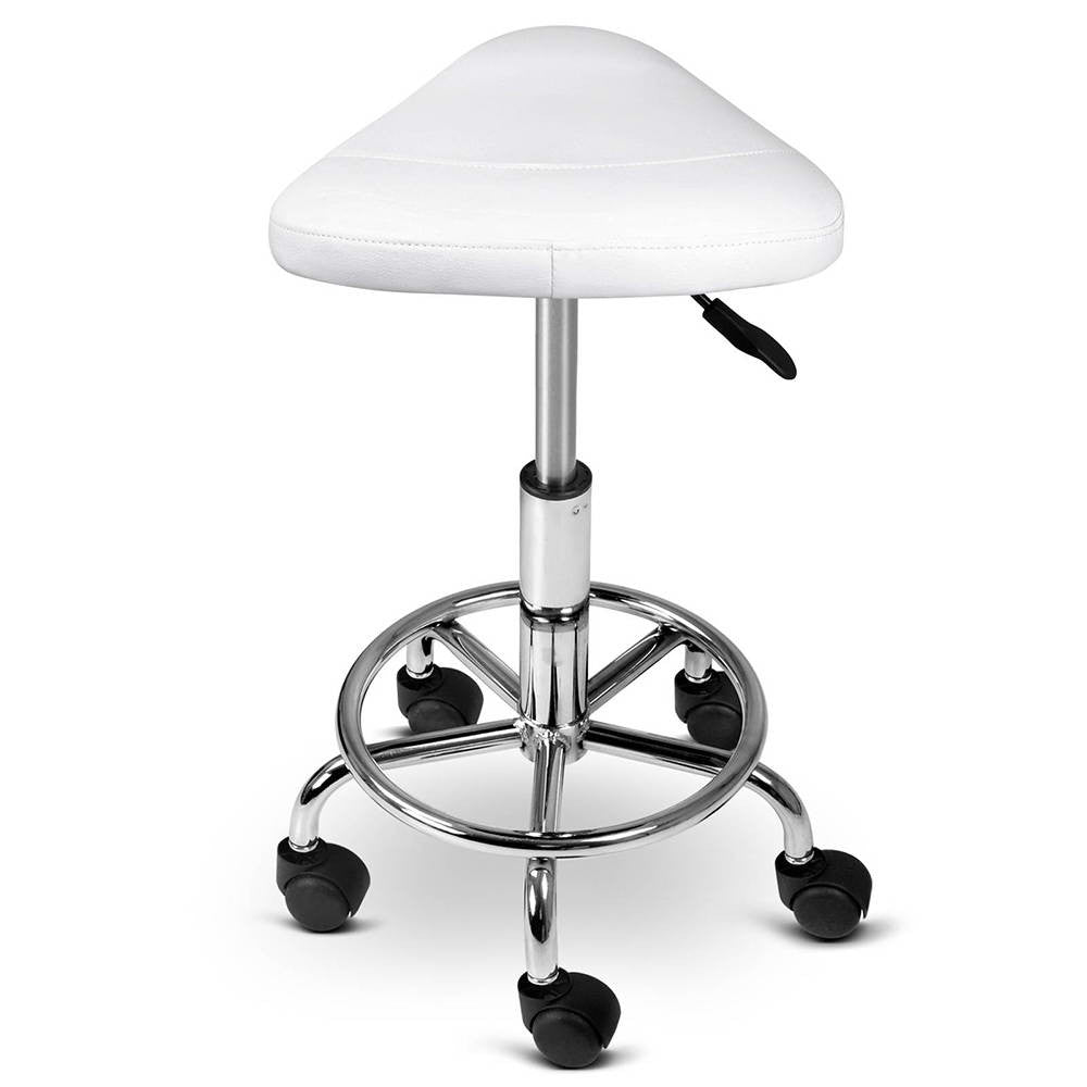 Saddle PU Swivel Salon Stool White