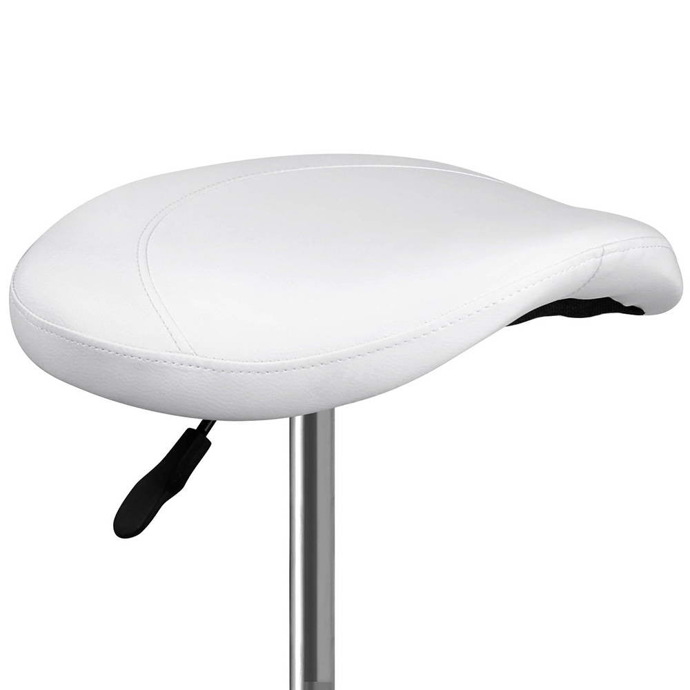 Saddle PU Swivel Salon Stool White