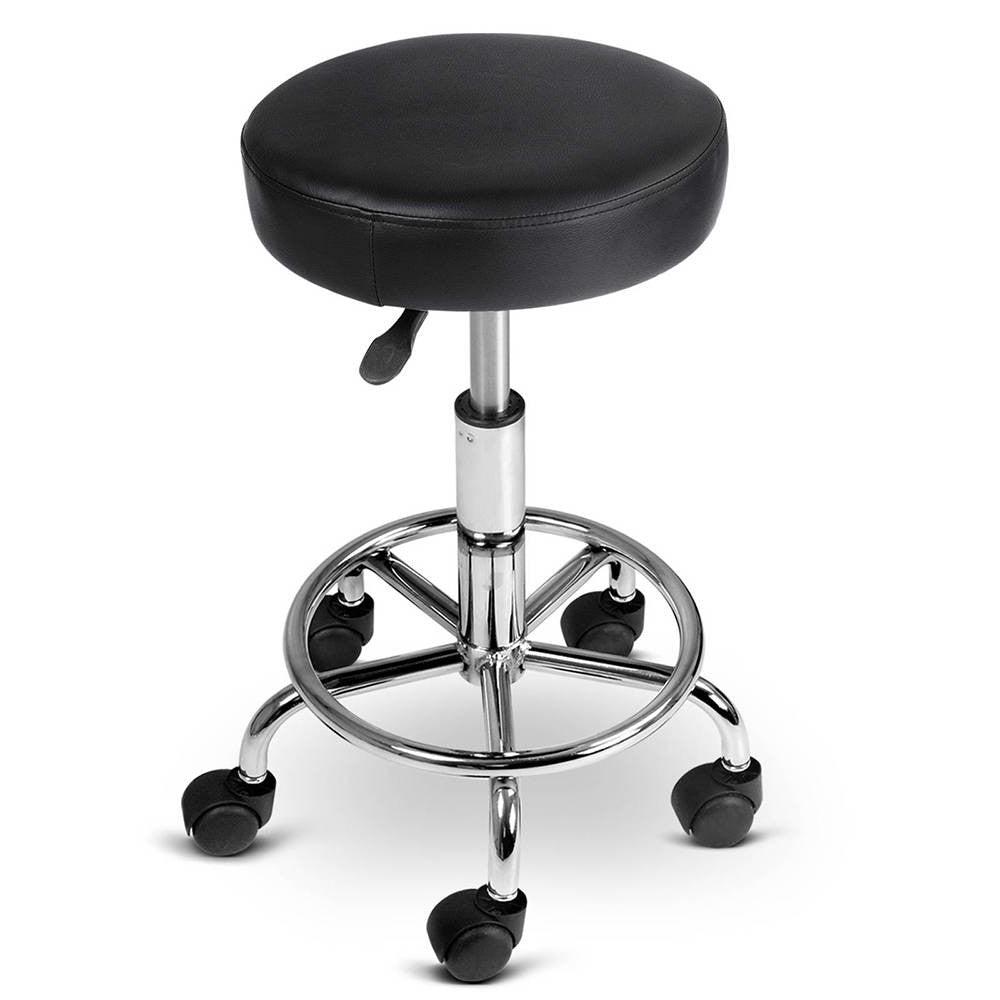 Round PU Swivel Salon Stool Black