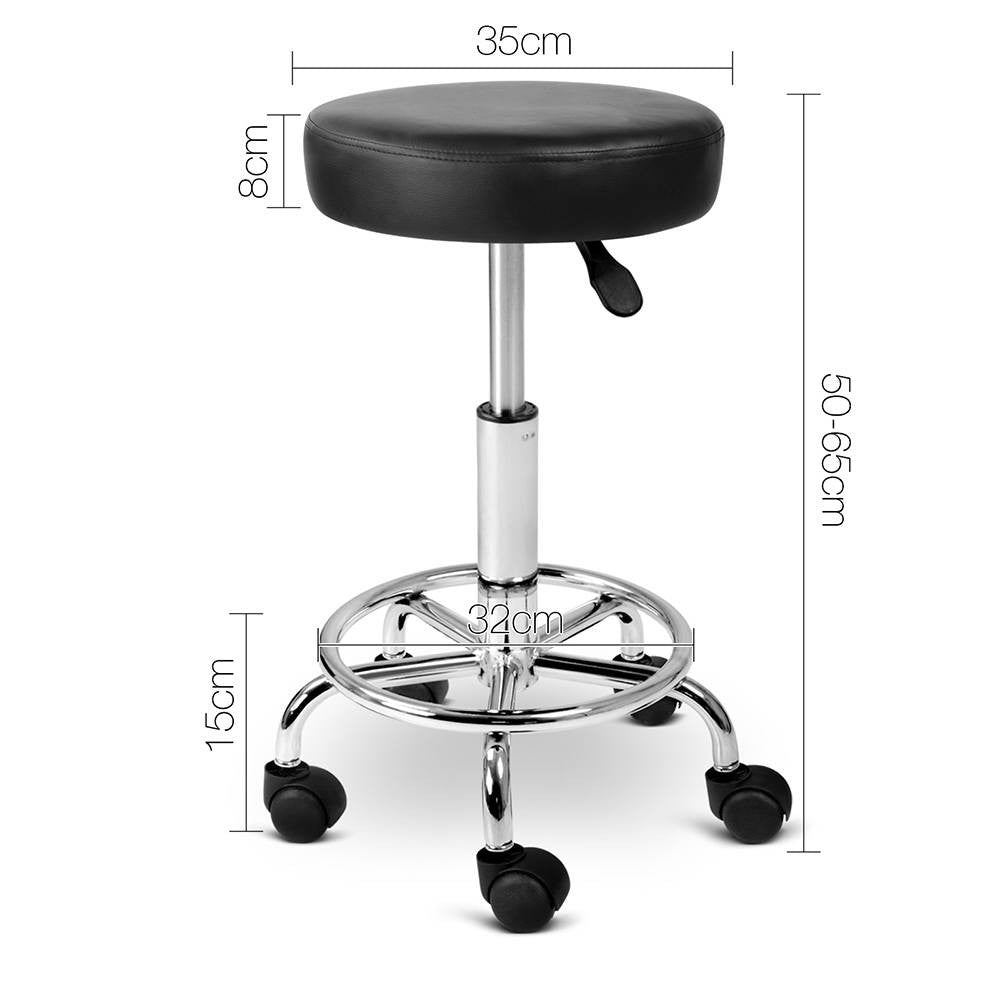 Round PU Swivel Salon Stool Black